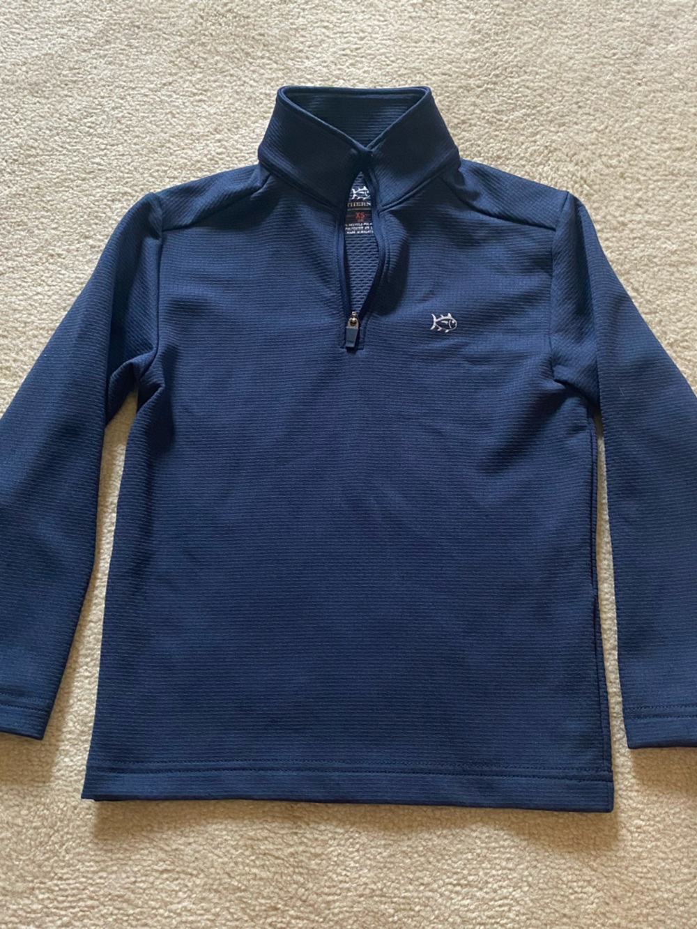 Southern Tide Youth Boys Navy Blue Long Sleeve 1/4 Zip Pullover Size XS